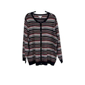 Croft & Barrow Womens 2X Nordic Knit Cardigan Geometric Cozy Holiday Cottagecore